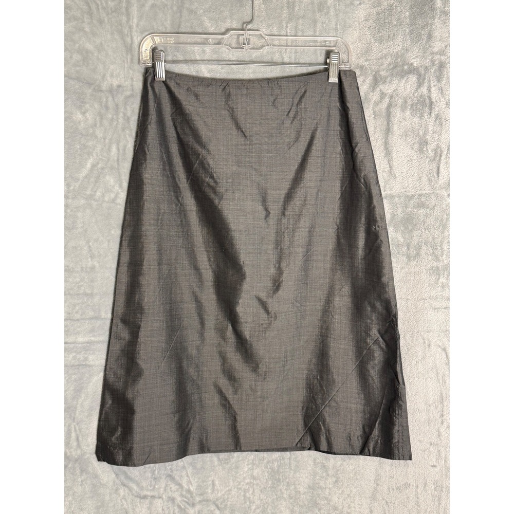 Ralph RL Lauren Womens Grey 100% Silk Micro Check Pencil Skirt Size 4